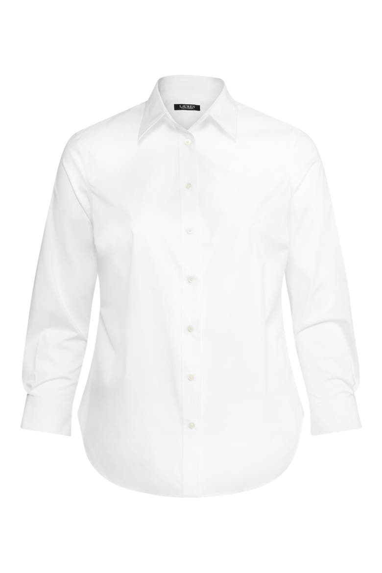 No-Iron Stretch Cotton Shirt, Alternate, color, WHITE