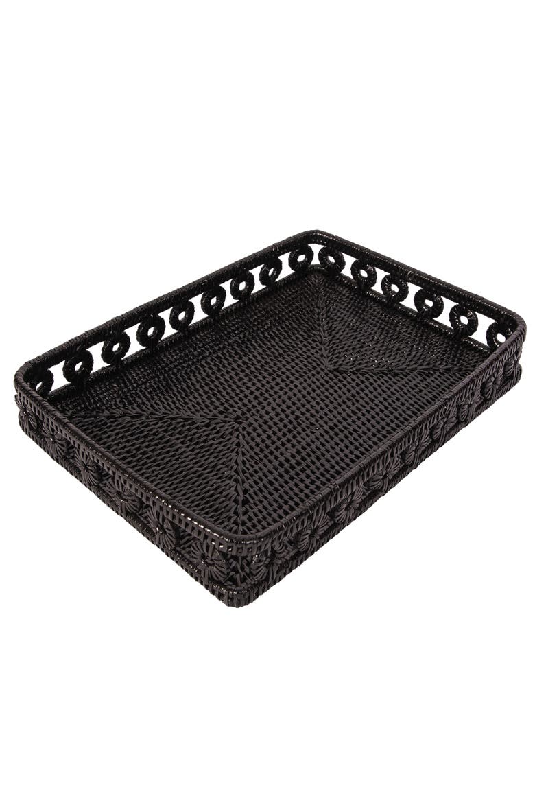 Artifacts Rattan Inna Design Rectangular Tray, Alternate, color, Tudor Black