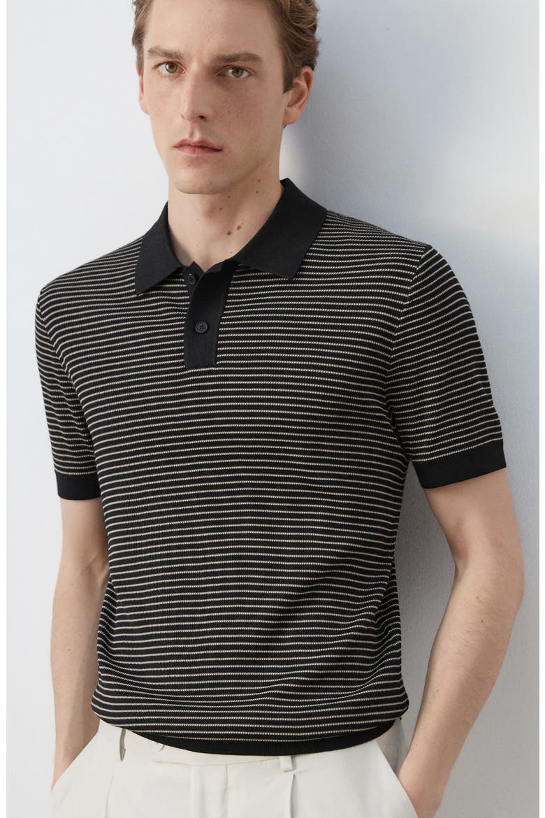 Stripe Polo, Alternate, color, BLACK
