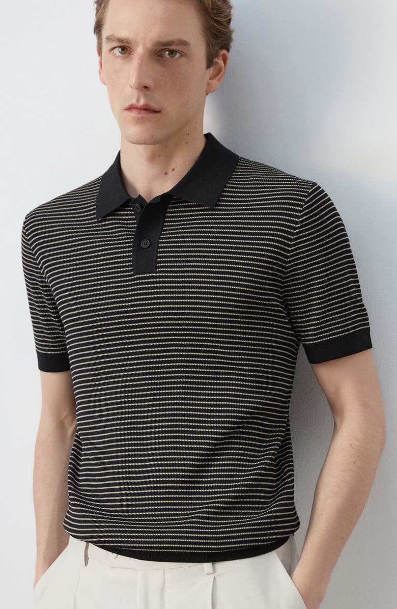 MANGO Stripe Polo, Alternate, color, Black
