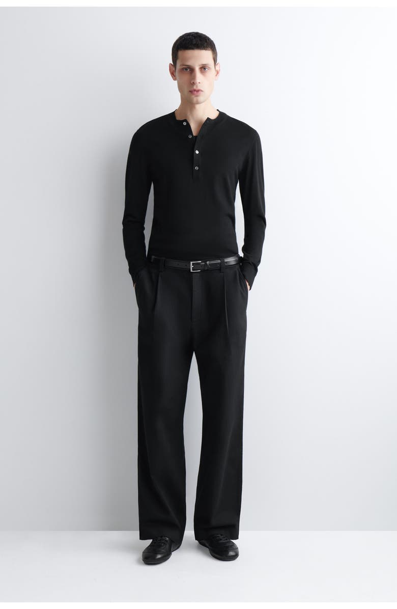 COS Pleated Wide-Leg Denim Pants, Main, color, Charcoal