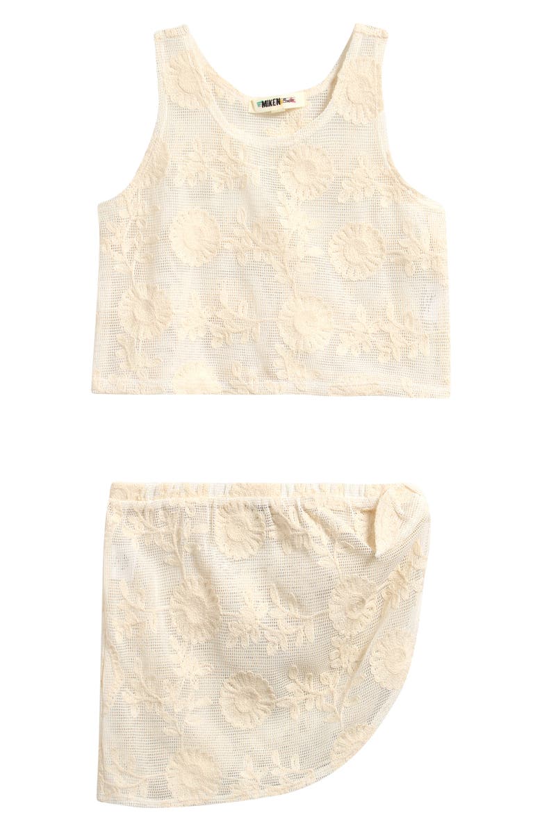Miken Swim Open Knit Tank & Skirt Set, Main, color, Natural