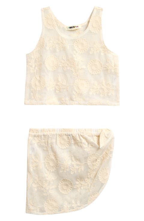 Open Knit Tank & Skirt Set (Little Kid)