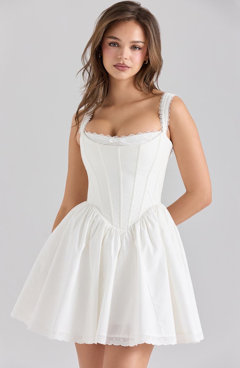 HOUSE OF CB Ami Corset Minidress, Alternate, color, Cloud Dancer