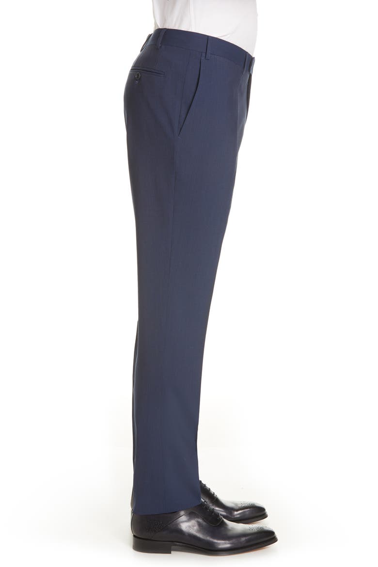Flat Front Classic Fit Solid Stretch Wool Dress Pants, Alternate, color, NAVY
