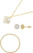 Adornia 3-Piece Initial Mother-of-Pearl & Cubic Zirconia Jewelry Set