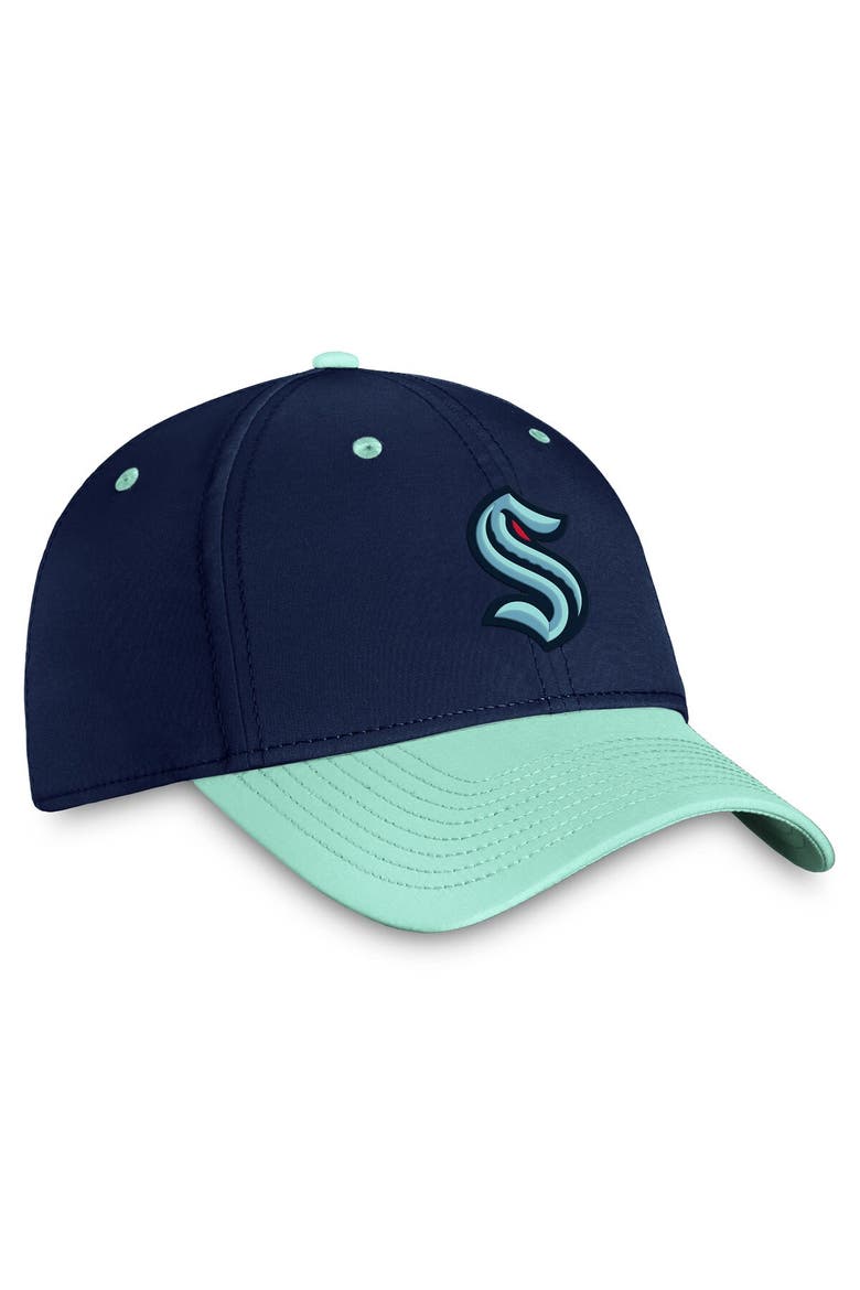 Men's Fanatics Branded  Deep Sea Blue/Light Blue Seattle Kraken Authentic Pro Rink Two-Tone Flex Hat, Alternate, color, Navy