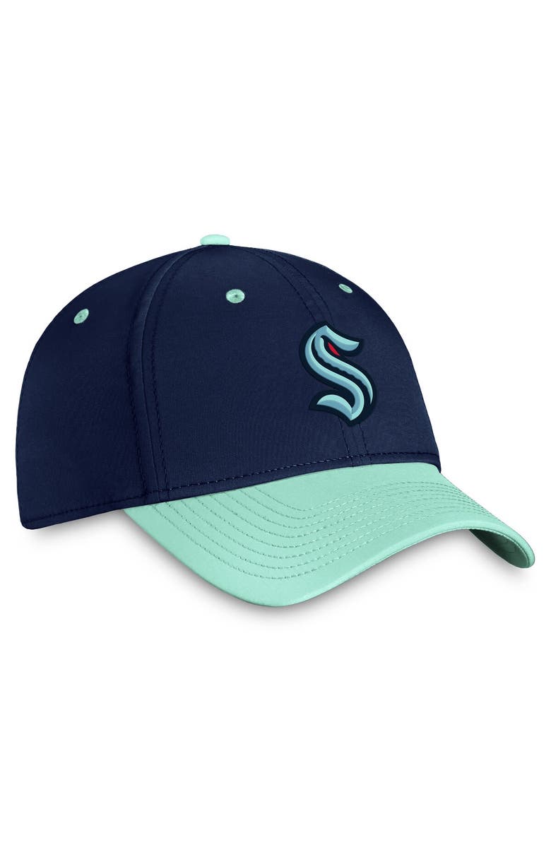 FANATICS Men's Fanatics Branded  Deep Sea Blue/Light Blue Seattle Kraken Authentic Pro Rink Two-Tone Flex Hat, Alternate, color, Navy