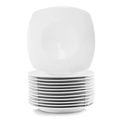 12 Piece Square Porcelain Large Dinner Plates