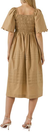 Scallop Detail Midi Dress