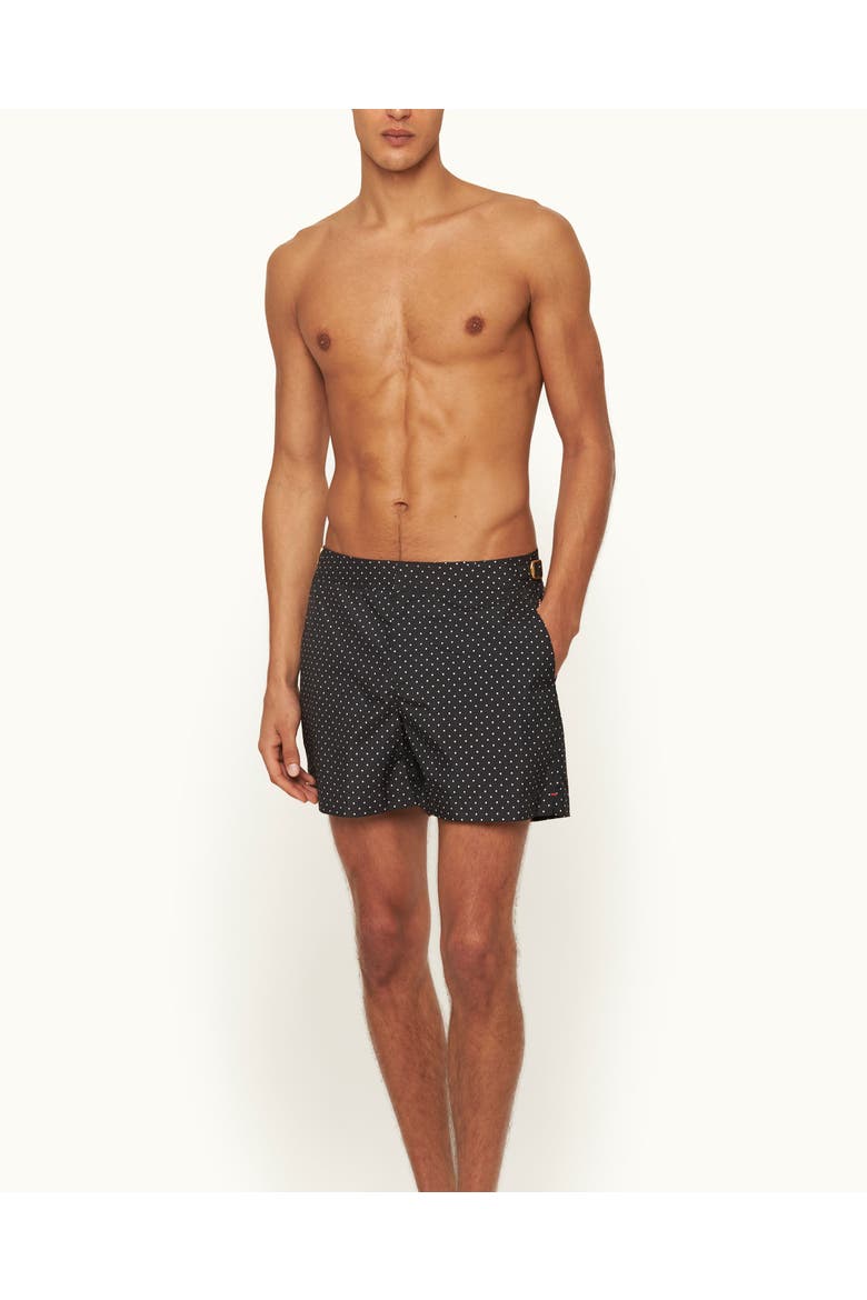 Setter Polka-Dot Tailored-Fit Swim Shorts, Alternate, color, Black/White