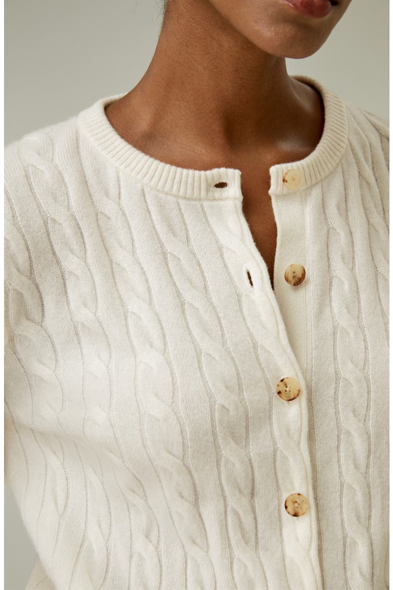 Women's Baby Cashmere Cable-Knit Cardigan, Alternate, color, White