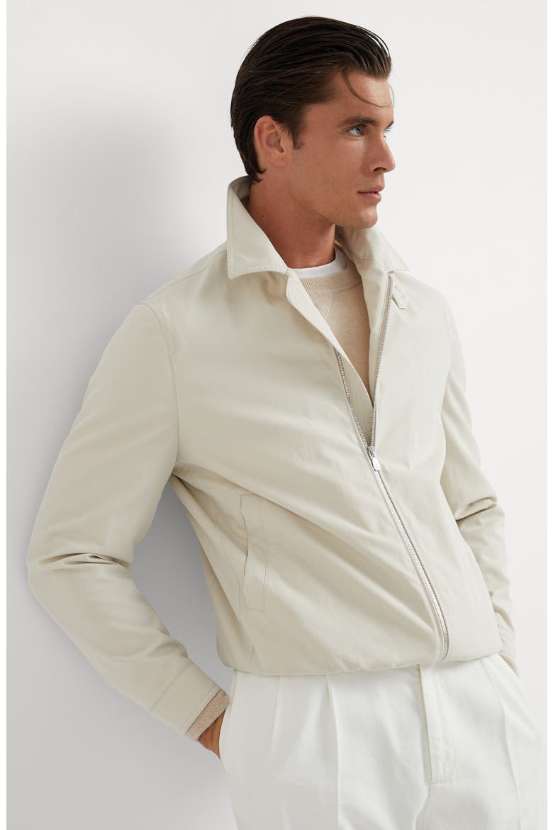 Techno cotton bomber jacket, Alternate, color, Chalk