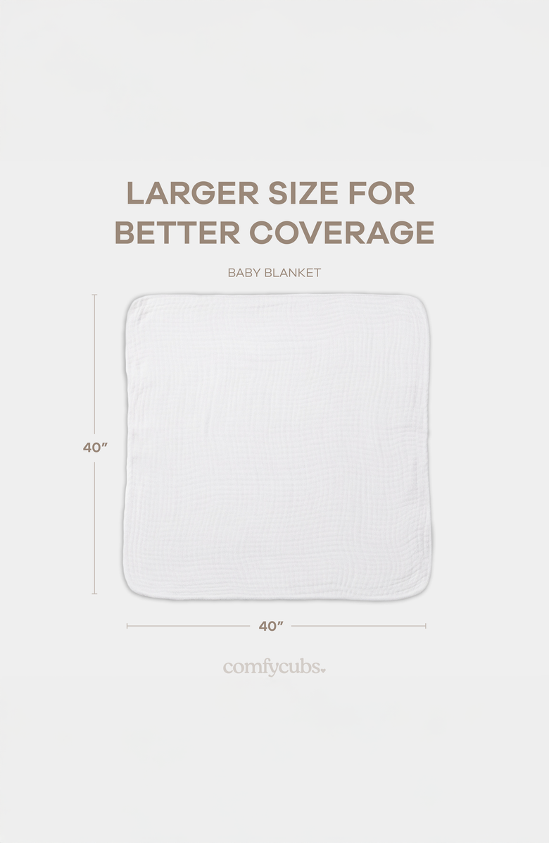 Comfy Cubs Baby Muslin Blanket, Alternate, color, White
