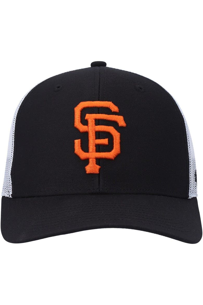 Men's '47 Black/White San Francisco Giants Primary Logo Trucker Snapback Hat, Alternate, color, BLACK