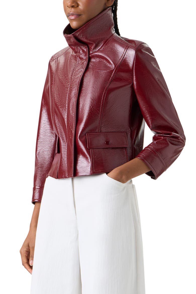 Shiny Crinkle Faux Leather Jacket, Alternate, color, POMEGRANATE