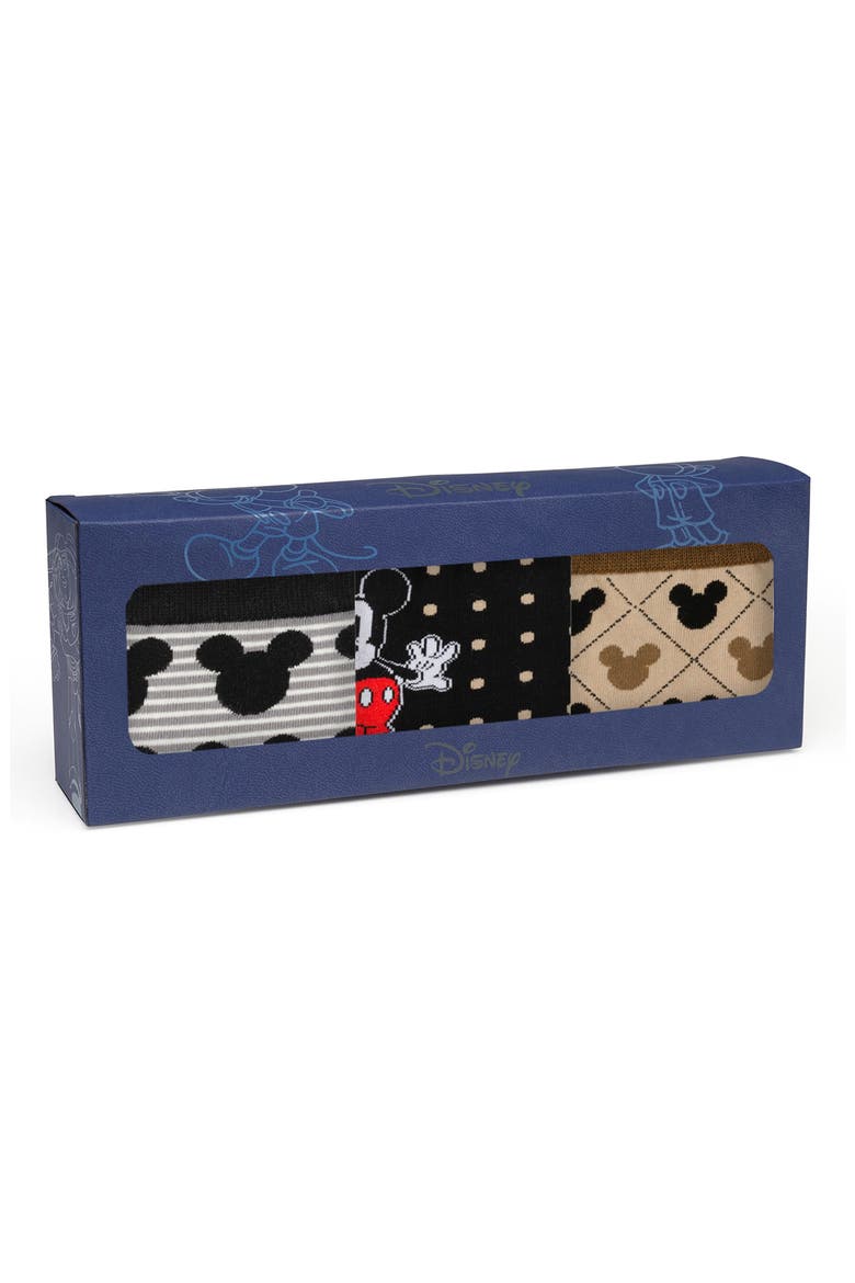 x Disney Mickey & Friends Assorted 3-Pack Cotton Blend Dress Socks & Lapel Pin Gift Box Set, Alternate, color, MICKEY MULTI