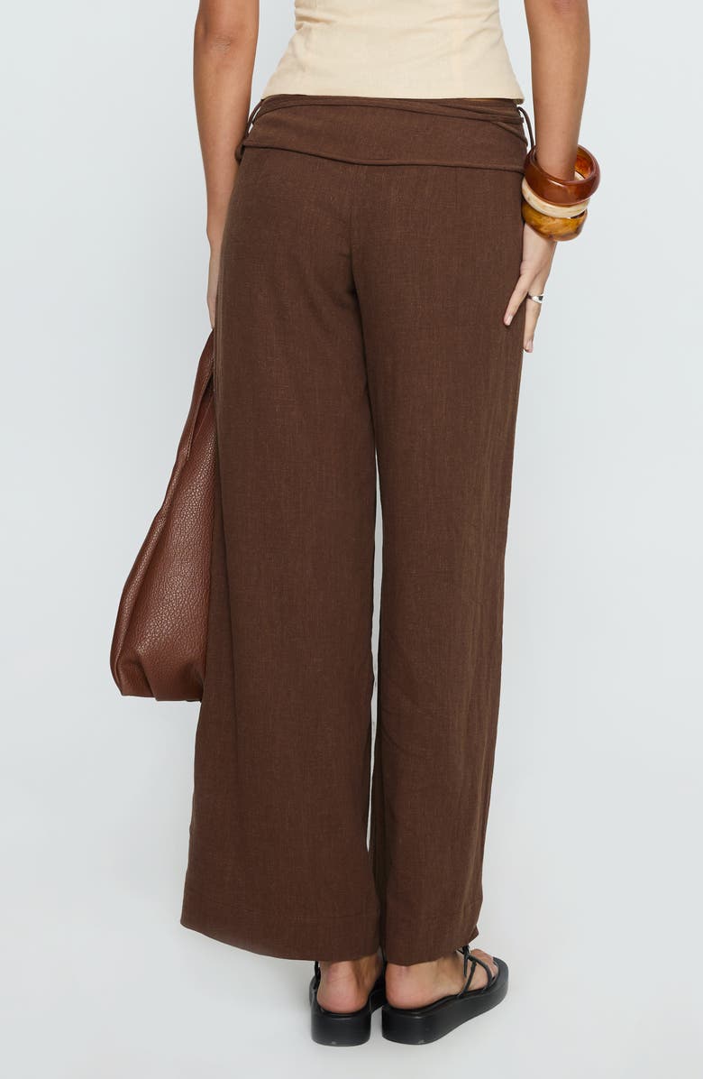 Princess Polly Silver Moon Tie Waist Linen Blend Pants, Alternate, color, Brown