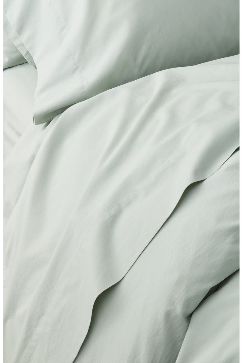 Organic Cotton Percale Sheet Set, Alternate, color, GREEN MIRROR