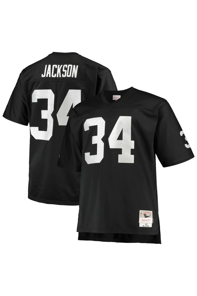 Men's Mitchell & Ness Bo Jackson Black Las Vegas Raiders Big & Tall 1988 Retired Player Replica Jersey, Main, color, Black