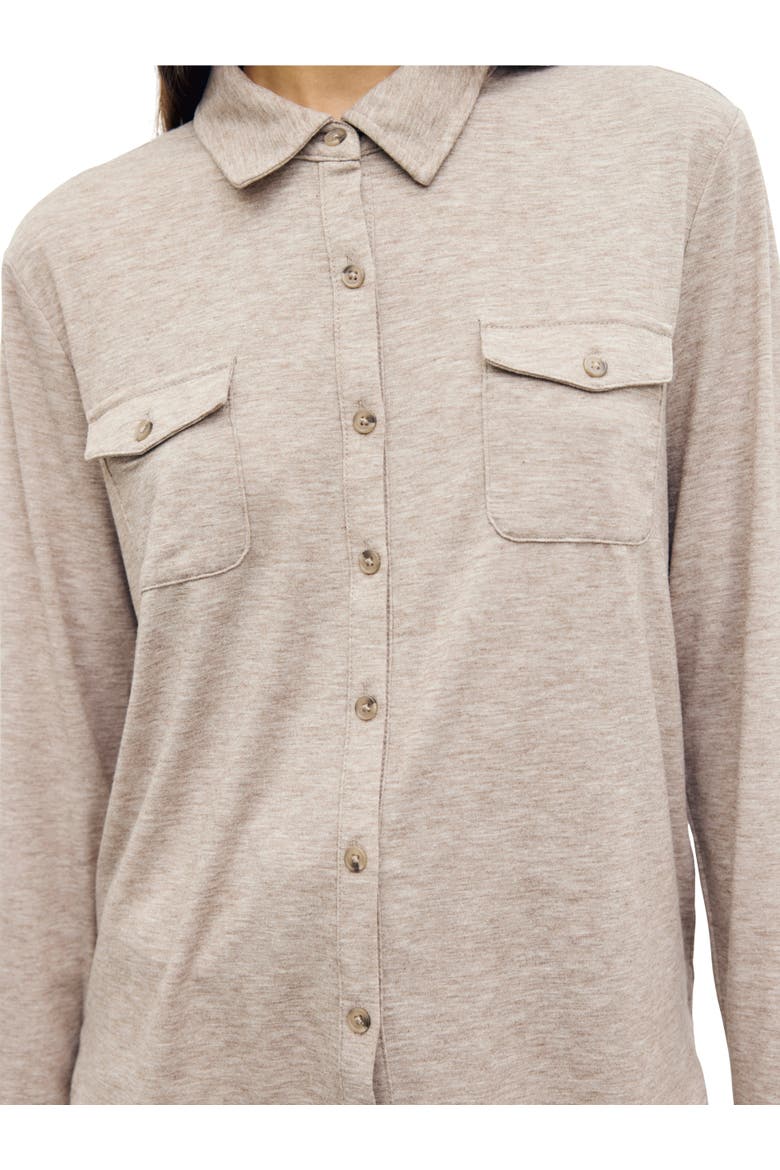 Barba Button Front Shirt, Alternate, color, Beige