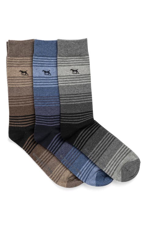 Assorted 3-Pack Stratford Stripes Cotton Blend Dress Socks