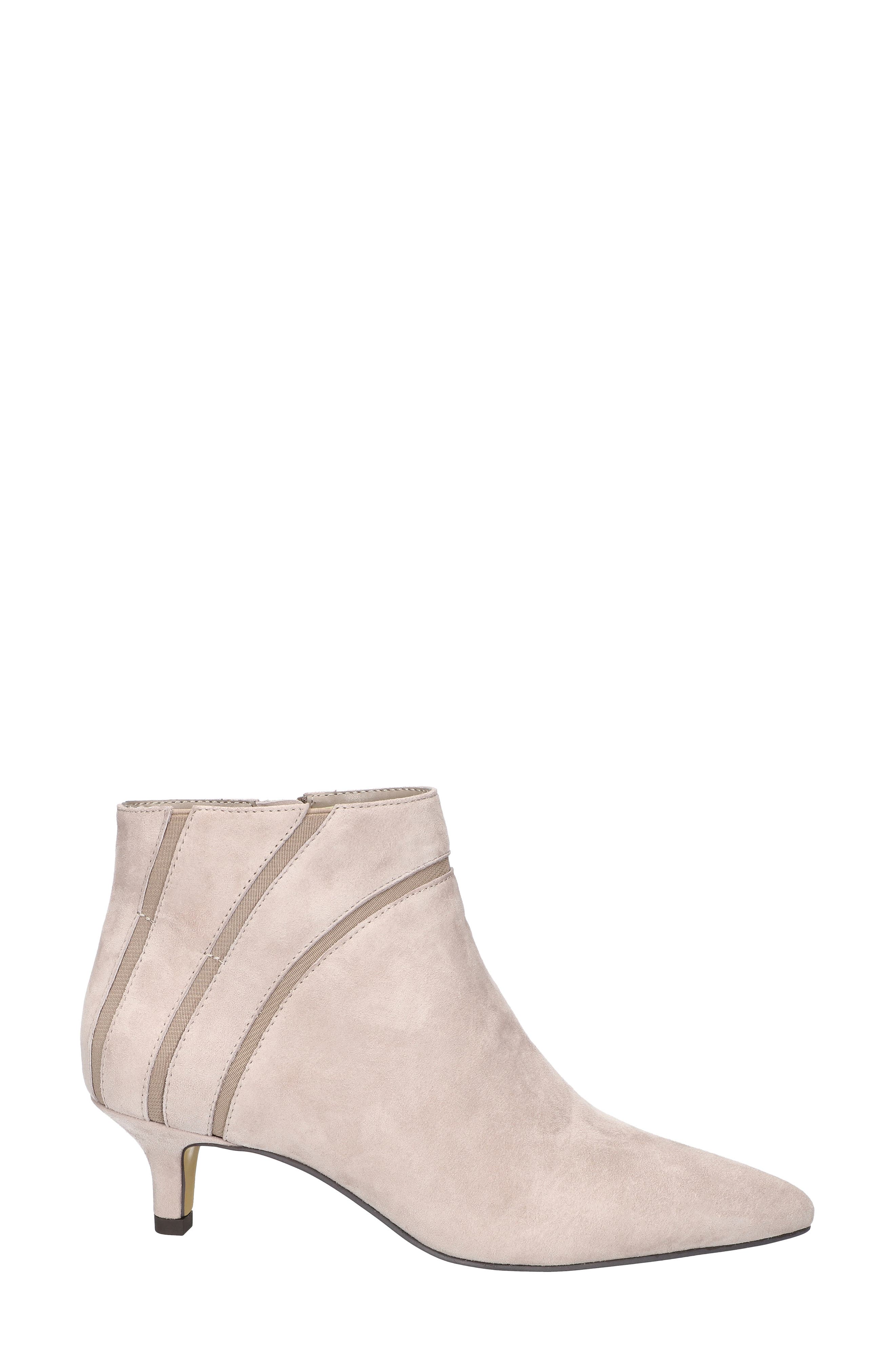 Bella Vita Faraday Pointed Toe Kitten Heel Bootie, Alternate, color, Stone Kidsuede Leather