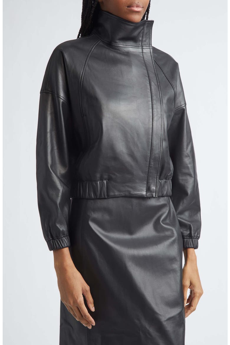Leather Moto Jacket, Alternate, color, BLACK