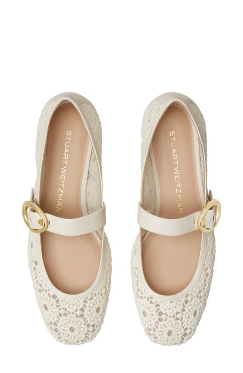 Stuart Weitzman Arabella Cotton Mary Jane Ballerina Flats In Linen