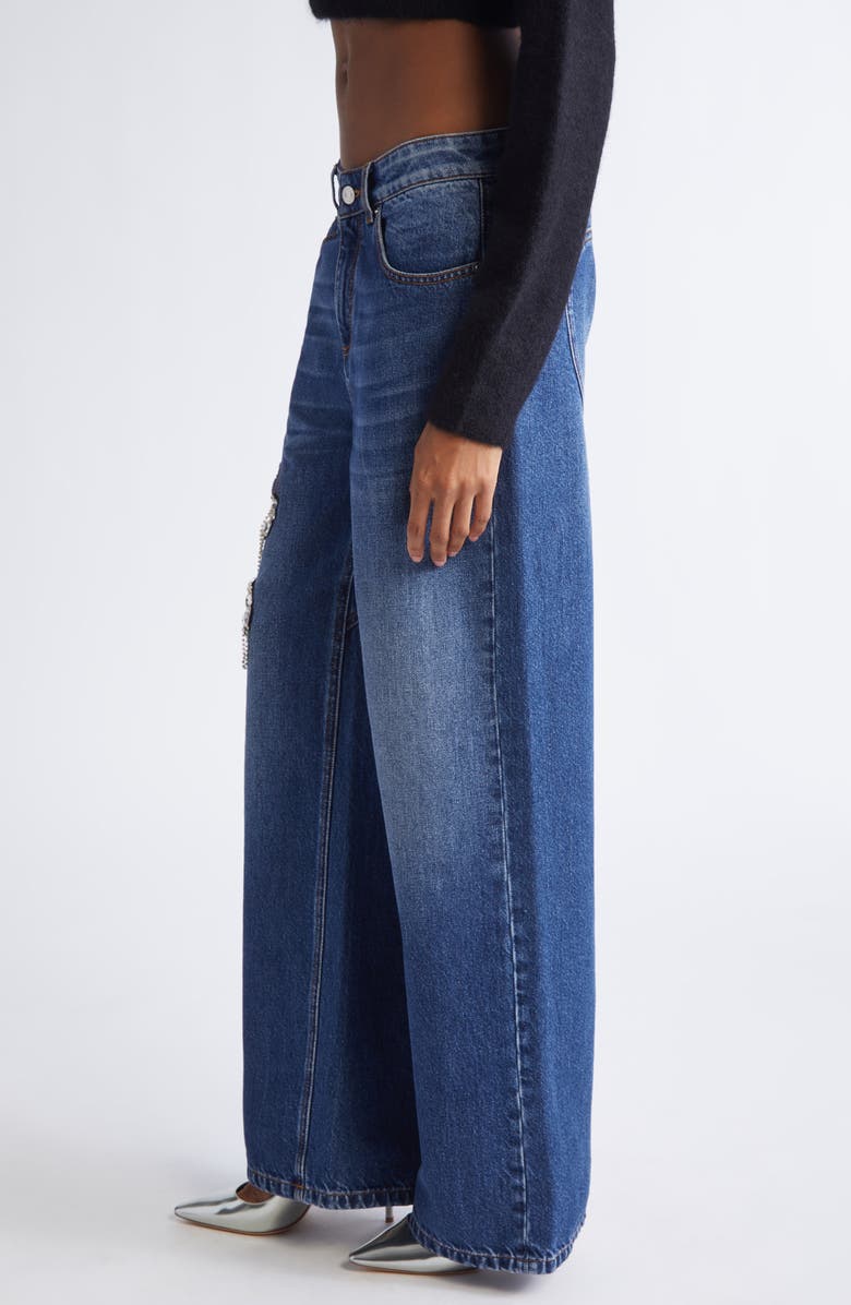 Area Crystal Chain Cutout Relaxed Jeans, Alternate, color, Medium Blue