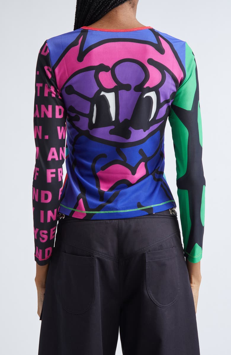 Chopova Lowena Tiny Long Sleeve Mesh Top, Alternate, color, Black Multi