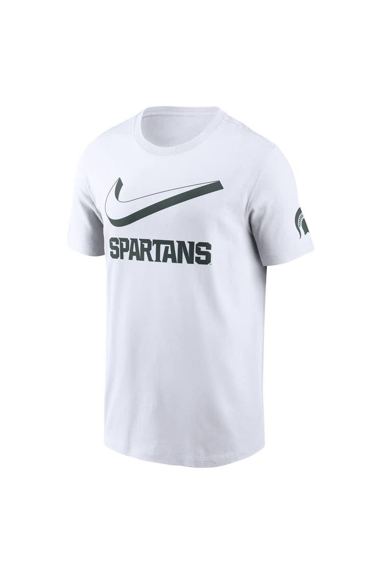 Men's Nike White Michigan State Spartans Primetime 2-Hit Swoosh T-Shirt, Alternate, color, White