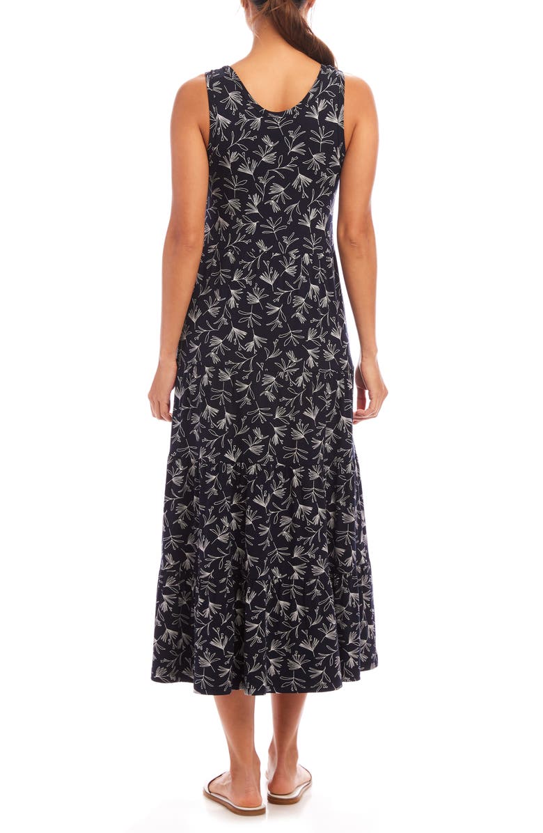 Karen Kane Leaf Print Tiered Midi Tank Dress, Alternate, color, Print
