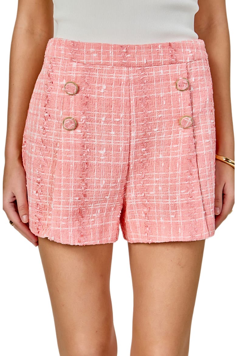 High Waist Tweed Shorts, Alternate, color, PINK