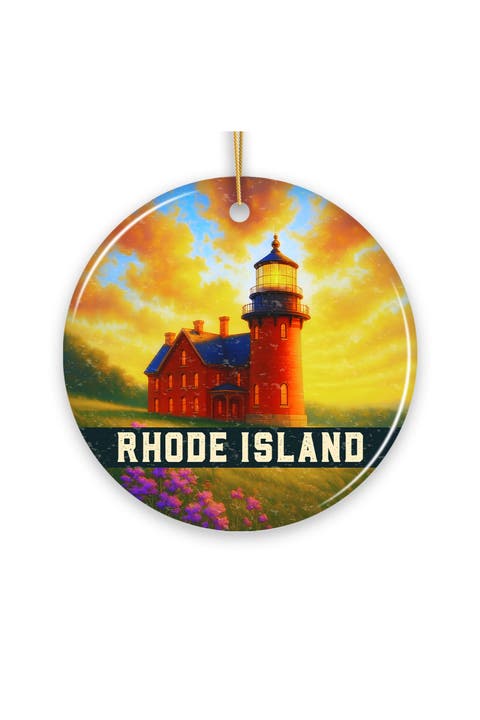 Rhode Island Sunset Lighthouse Ornament