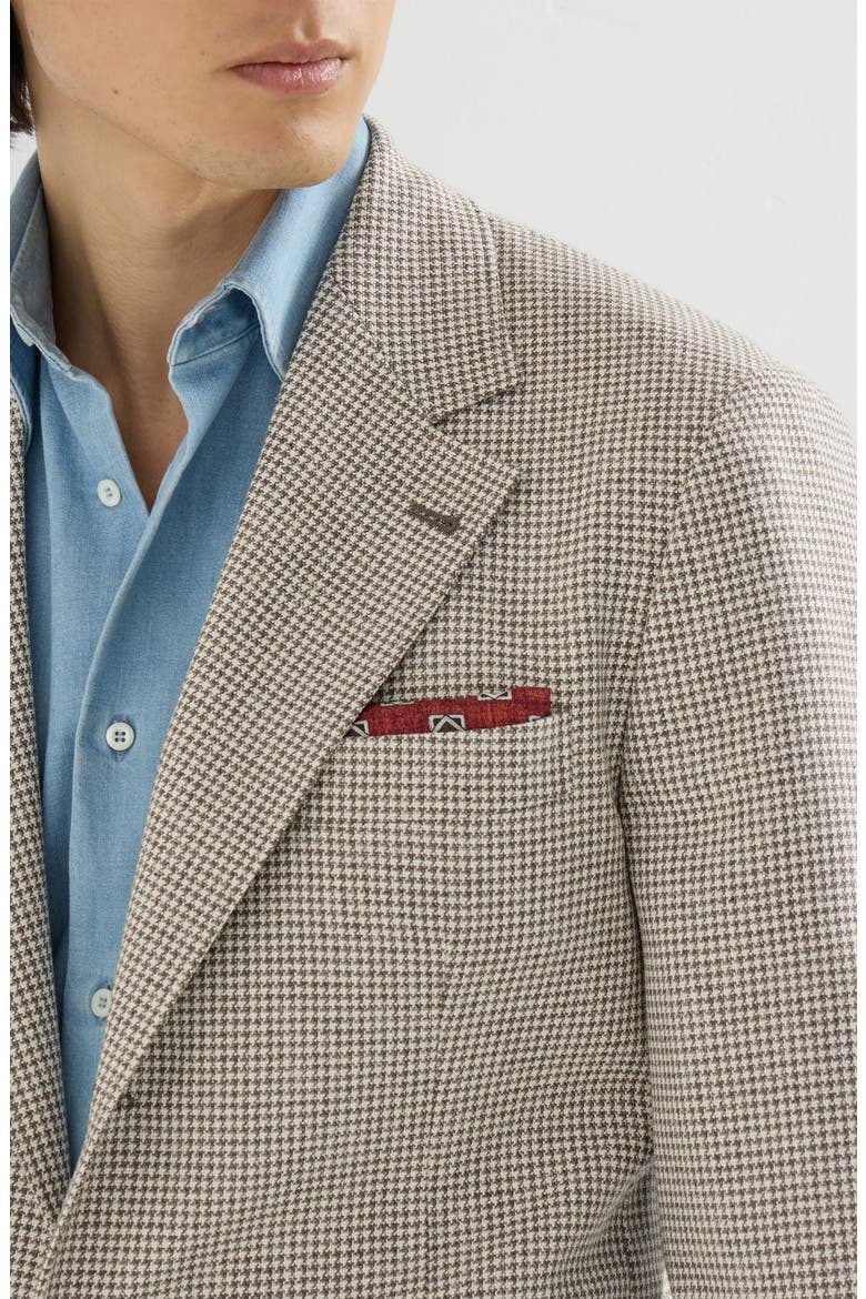 Wool, alpaca and silk houndstooth deconstructed Cavallo blazer, Alternate, color, Stone Grey