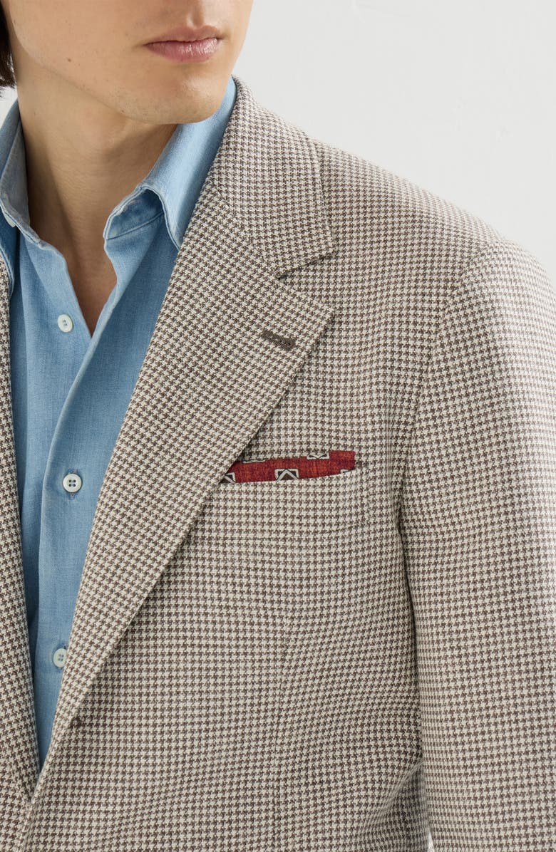 Brunello Cucinelli Wool, alpaca and silk houndstooth deconstructed Cavallo blazer, Alternate, color, Stone Grey