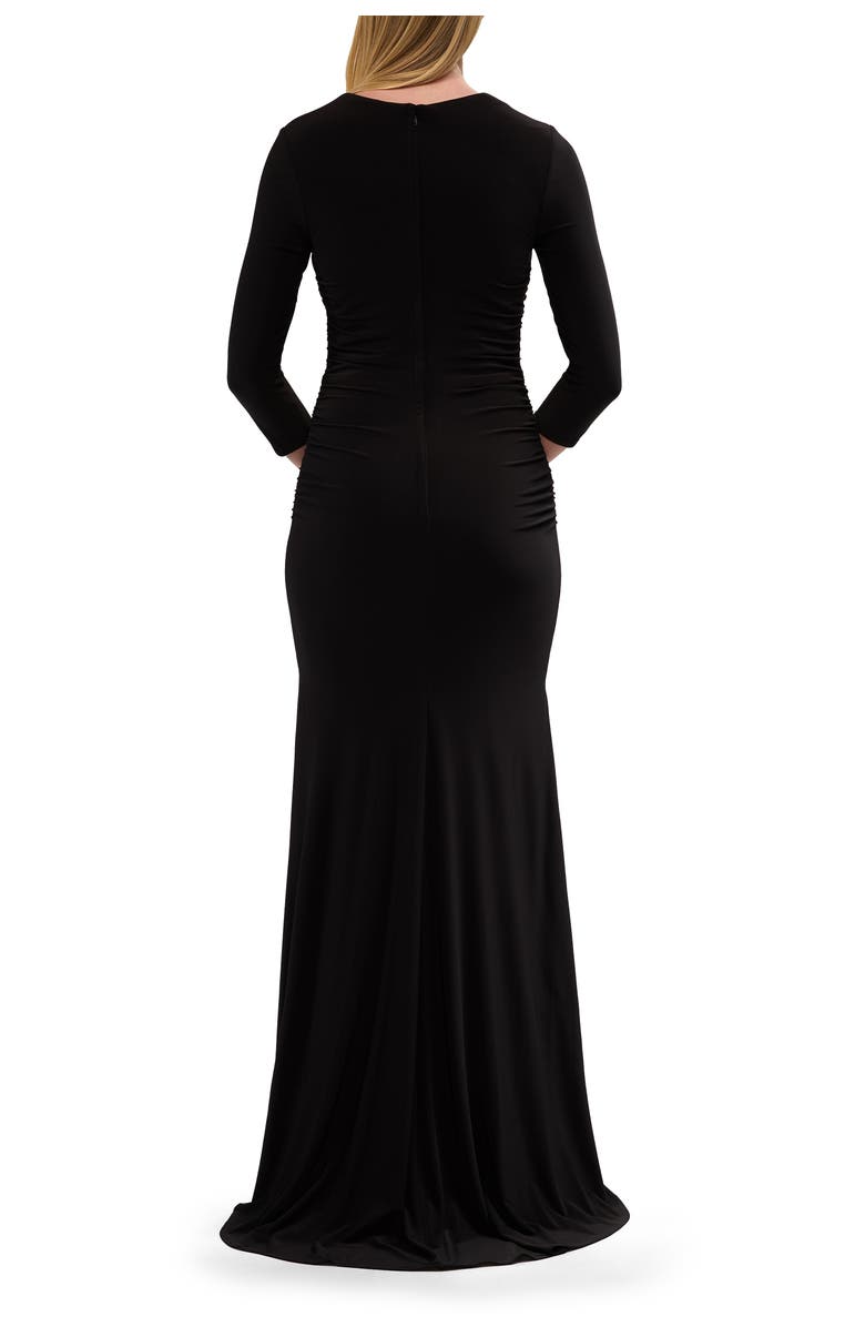 La Femme Simple Jersey Dress with Ruching and Sweetheart Neckline, Alternate, color, Black