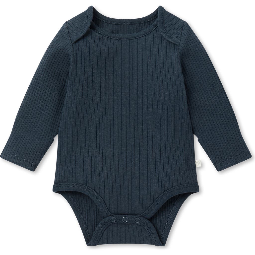 Mori Kids' Ribbed Long Sleeve Bodysuit In Blue