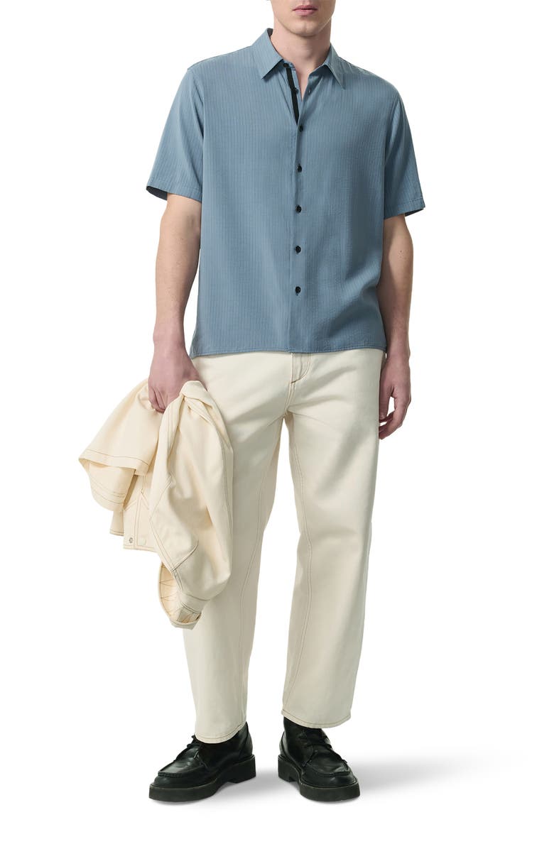 rag & bone Dalton Dobby Short Sleeve Button-Up Shirt, Alternate, color, Seagrey