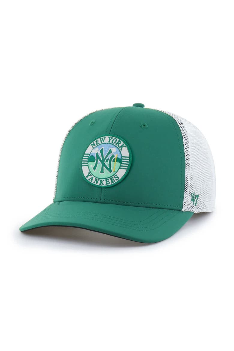Men's '47 Kelly Green/White New York Yankees Elevated Greens Adjustable Trucker Hat, Main, color, Kelly Green