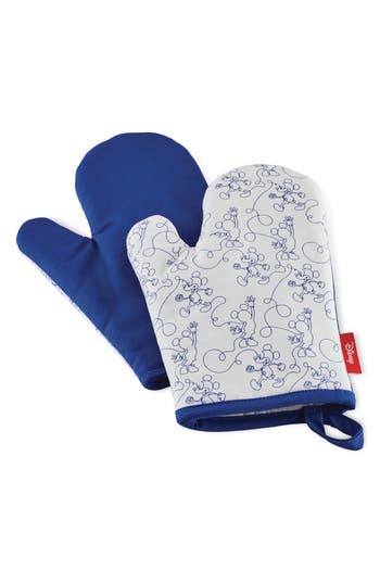 Disney Mickey Bon Voyage Set Of 2 Oven Mitts In Blue