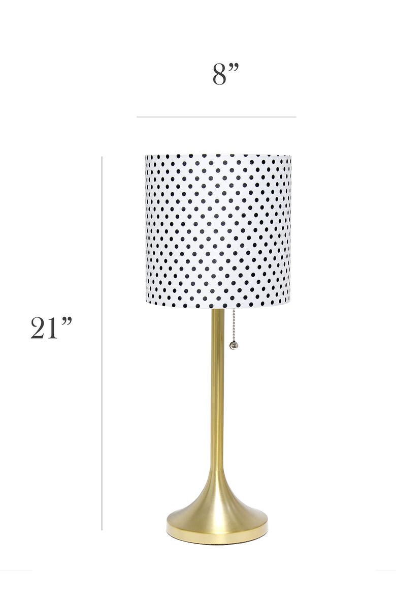 Gold Tapered Table Lamp with Polka Dot Fabric Drum Shade, Alternate, color, GOLD/ DOT