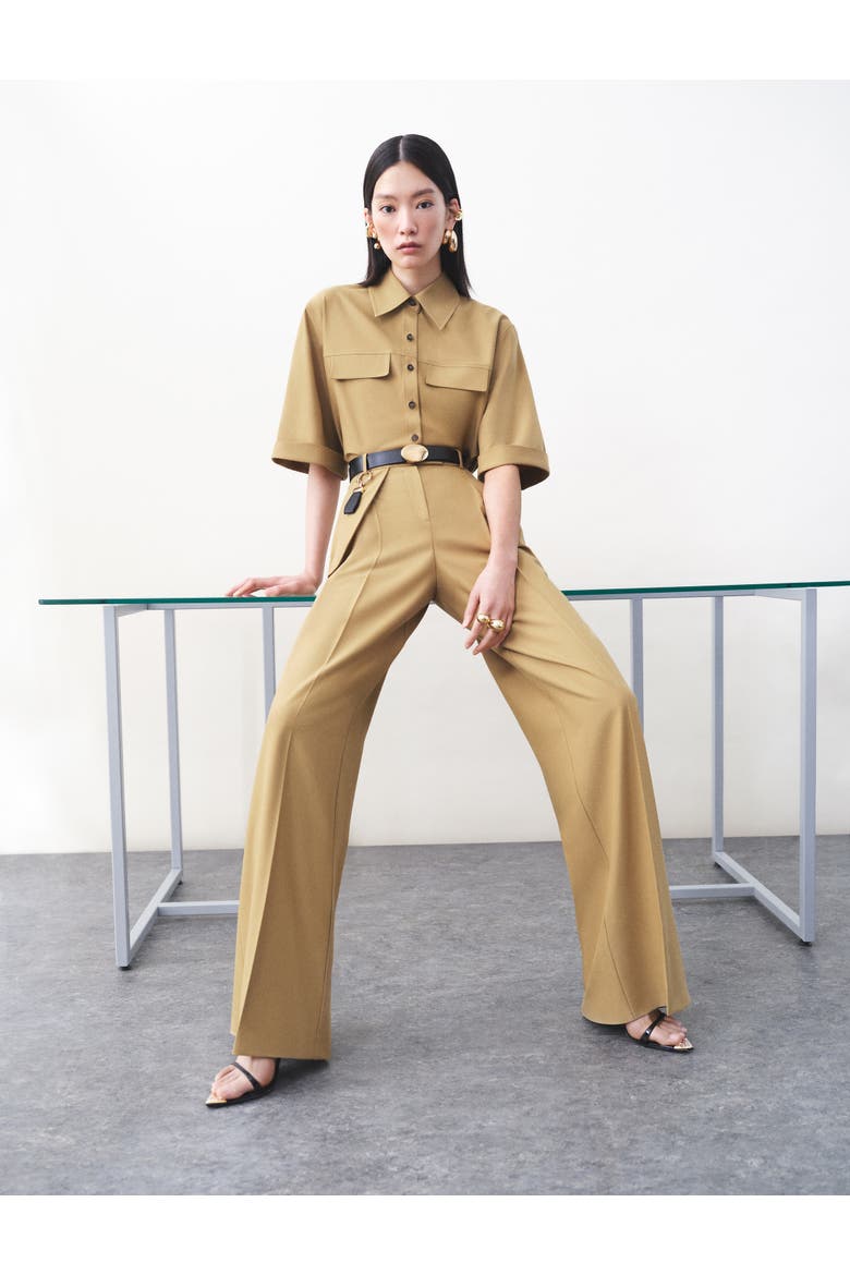 Wide Leg Belted Trousers with Pocket Detail, Alternate, color, KHAKI