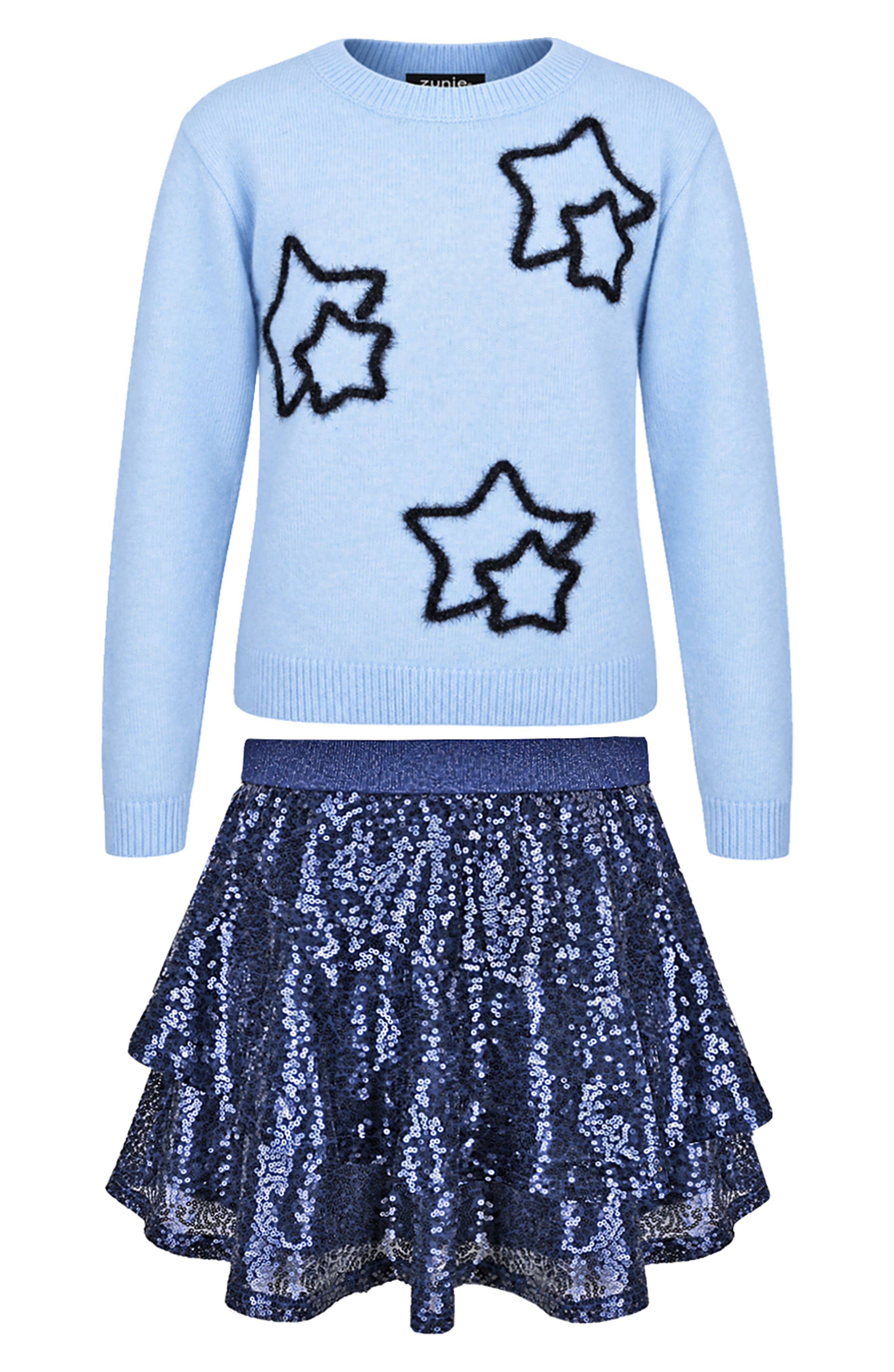 Kids' Star Sweater and Sequin Skirt Set