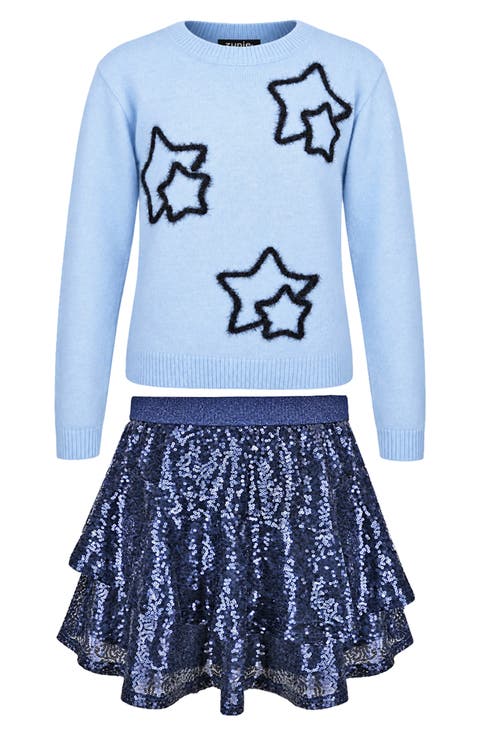 Kids' Star Sweater and Sequin Skirt Set