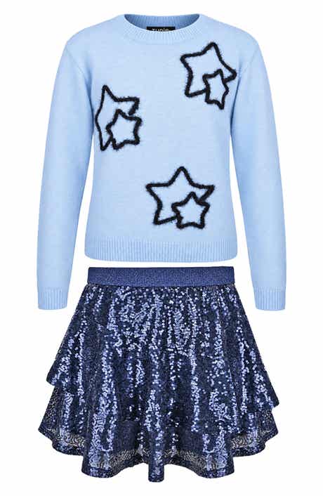 Kids' Star Sweater and Sequin Skirt Set