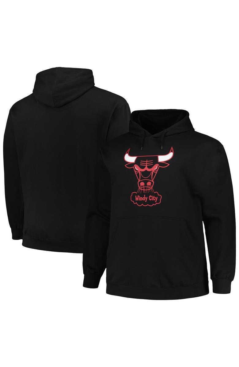 Mitchell & Ness Men's Mitchell & Ness Black Chicago Bulls Hardwood Classics Big & Tall Pullover Hoodie, Main, color, 