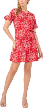 CeCe Tie Waist Cotton Minidress
