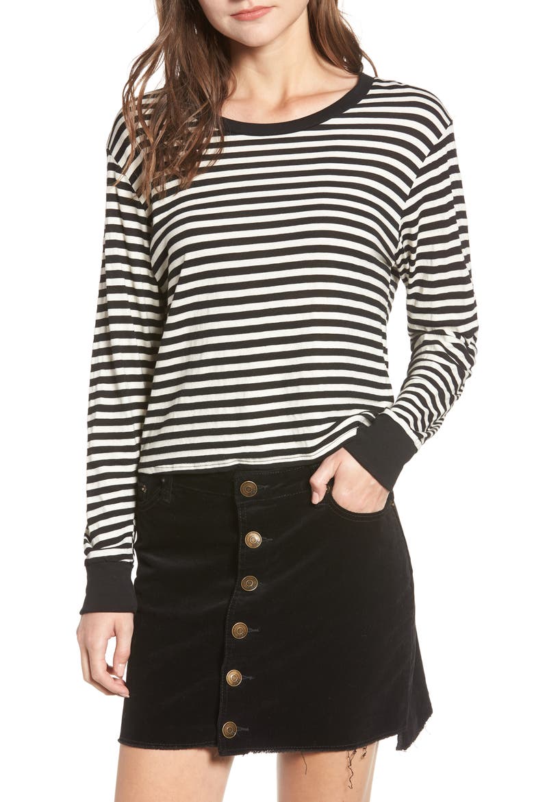 Honey Stripe Cotton Crop Top, Main, color, STRIPE